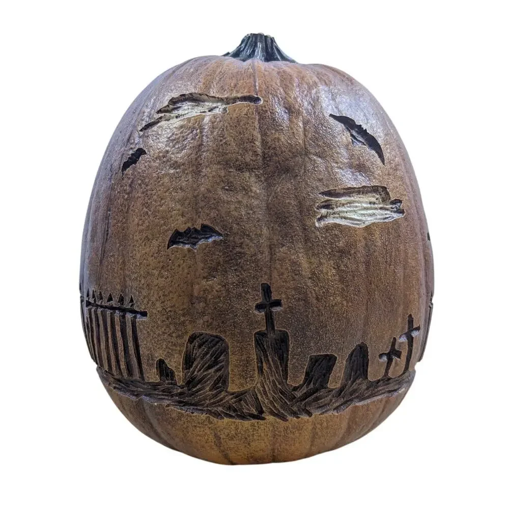 VTG Salem Collection Pumpkin Halloween Spooky Cemetery Primitive‎ Folk Art USA